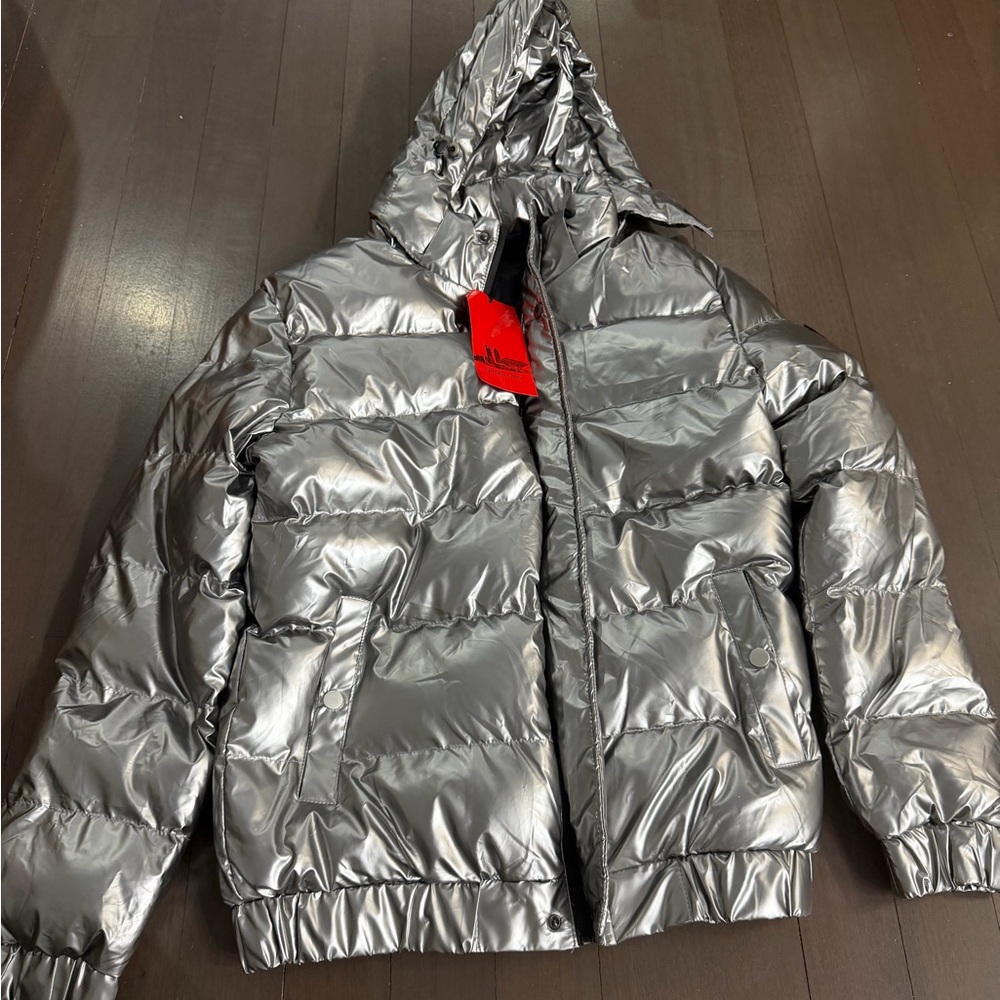 Shiny Silver Puffer Jacket